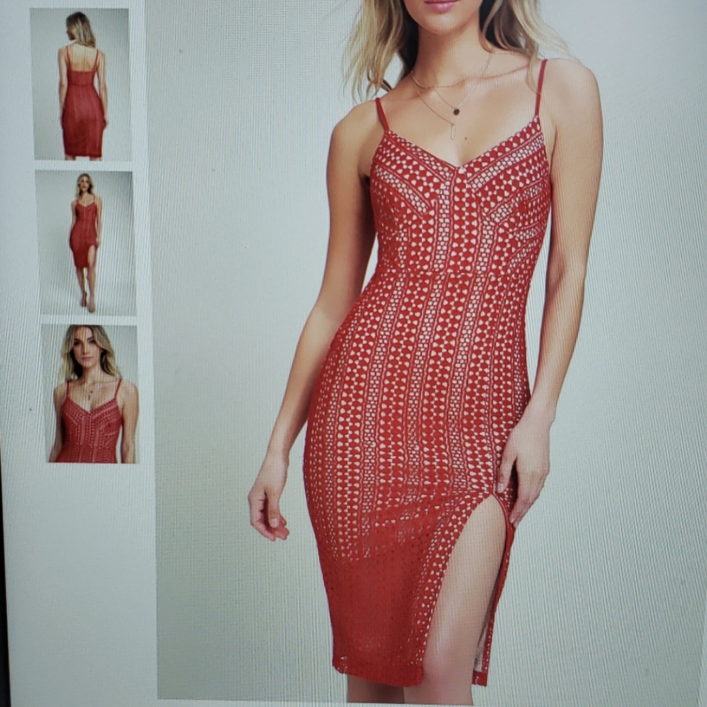 Lulus Red Lace Midi Dress